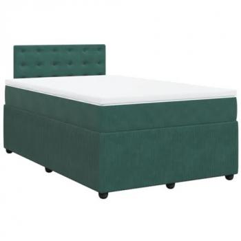 Cama box spring con colchón terciopelo verde oscuro 120x200 cm