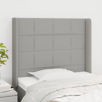Cabecero gris claro con orejas de tela 93x16x118/128 cm