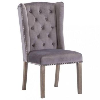 Silla de comedor gris en terciopelo Vidaxl, tapizada en terciopelo suave, estructura de madera resistente, diseño moderno y elegante, patas de metal para mayor estabilidad, ideal para comedores y espacios contemporáneos