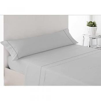 Juego de Sábanas Essential Liso de Algodón y Poliéster - Gris 135 cm
