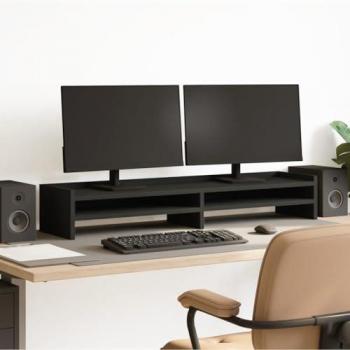 Soporte de Monitor Madera Ingeniería Negro 100x24x16 cm, Elevador para Monitor, Soporte para Monitor de computadora, Soporte para Elevador de Monitor