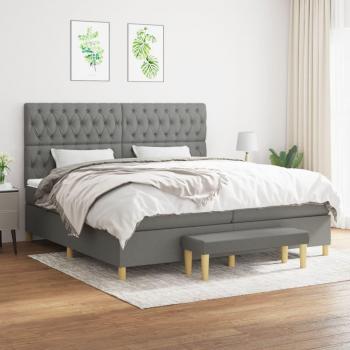 Cama box spring con colchón tela gris oscuro 200x200 cm