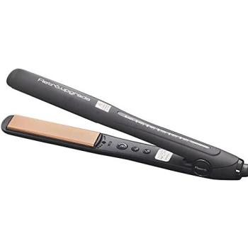 Plancha Profesional Retro Upgrade RUP-242C/KA - Placas Anchas con Turmalina, Revestimiento de Keratina y Argán - Temperatura Ajustable hasta 230ºC - Color Negro