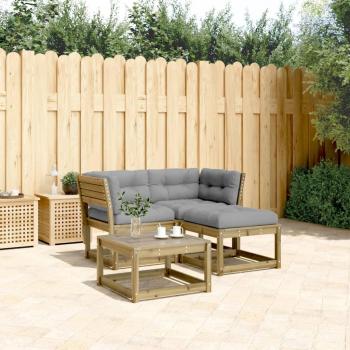 Conjunto de 3 PCs sofás de jardín con cojines de madera de pino sumergido