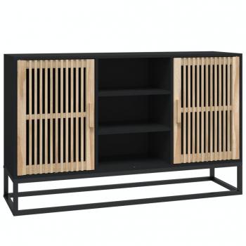 Aparador de madera contrachapada negro 105x30x65 cm, mueble de almacenaje para salón, buffet y armario auxiliar