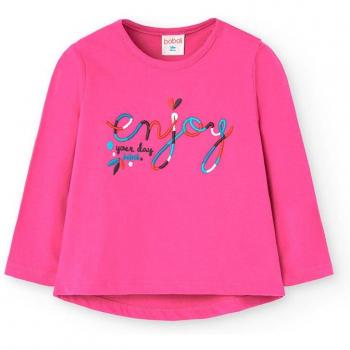 Camiseta de bebé niña Boboli de algodón con cuello redondo y bordado frontal - bci AW24229069