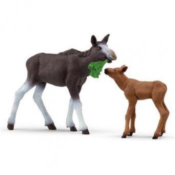 Figurita Schleich Wild Life - Alce hembra con cría (42629)