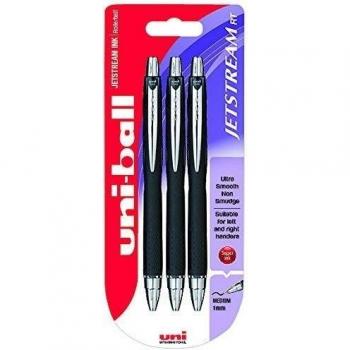Bolígrafos Jetstream SXN-210 RT, tinta negra que evita los borrones y la manipulación, bola de 1,0 mm, agarre de caucho, paquete de 3