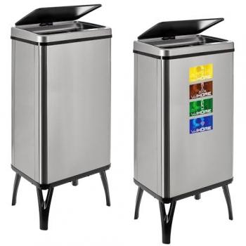 Cubos de Basura Inteligente Wellhome, 50L c/u, Gris, dimensiones 35,5x26x83,5 cm, incluye etiquetas magnéticas