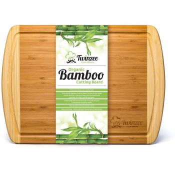 Tabla de cortar de bambú ecológico EXTRA GRANDE – La mejor tabla de cortar con surco para la cocina