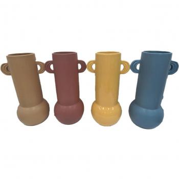 Jarrón DKD Home Decor Beige Azul Terracota Dolomita Mostaza 16x14x28 cm (4 Piezas)
