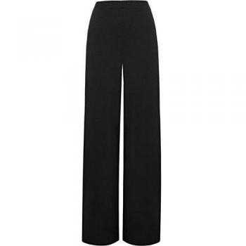 WearAll - Mujer Pantalones Cintura Elástica Palazzo Con Pernera Ancha Tallas Grandes - Negro - 40-42