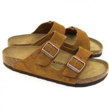 Sandalias Birkenstock Arizona de Cuero Suede para Hombre y Mujer en Color Marrón