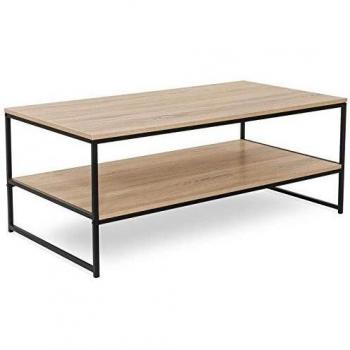 Mesa de centro Detroit industrial con doble tablero 113 cm marrón y negro