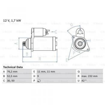 Motor de Arranque Bosch 986022470 - Tipo: Motor de arranque, Marca: Bosch, Número de pieza: 0 986 022 470
