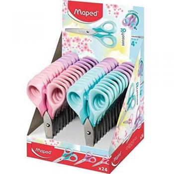 TIJERAS SENSOFT Colores PASTEL 13CM .DISPLAY/EXPOSITOR con, 24 uds. MAPED