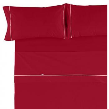 Juego de Sábanas Burdeos 4 Piezas Cama de 180 cm Algodón-Poliéster