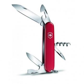 Navaja Multiusos 12 Funciones Spartan Victorinox, navaja suiza con 12 funciones incluyendo hoja, sacacorchos y abrelatas, color rojo