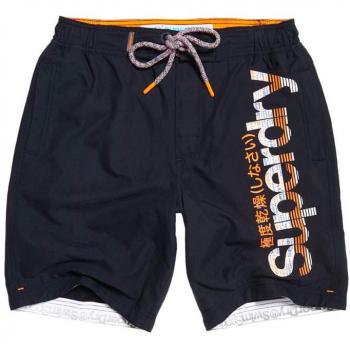 Superdry Boardshort, Pantalones Cortos para Hombre, Azul