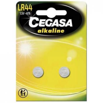 PILA CEGASA BOTON ALCALINA LR44 PACK 2 UNIDADES - Pilas alcalinas LR44 de 1.5V, ideales para mandos a distancia, juguetes y termómetros digitales, presentadas en un pack