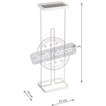 Soporte de Papel Higiénico con Bandeja - 16x12x54 cm - Metal Blanco