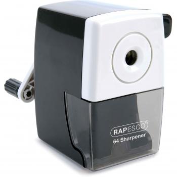 Rapesco R64000B2 - Sacapuntas de mesa 64 para lápices de 6mm, Blanco y Negro