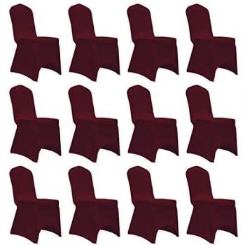 vidaXL 12x Fundas de Silla Elásticas Casa Hogar Hostelería Decoración Adecuadas Recepciones Celebraciones Bodas Toque Lujoso Moderno Lavables Burdeos