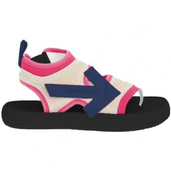 Fuchsia Neoprene Suede Sandals - EU38/US8, Off White, Flat Sandals, Female, Multicolor, Size: 8 US