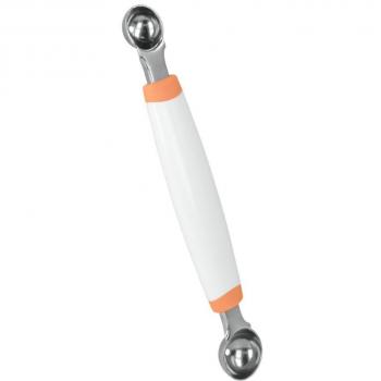 Metaltex Vaciador Fruta Doble Dekofood, Blanco y Gris, 25x5x5 cm