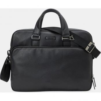 Piquadro Modus Leather Laptop Briefcase 15.6 with iPad Pro Compartment - Black
