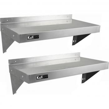 2 Estantes de Pared de Acero Inoxidable KuKoo 90cm x 30cm - Resistente a la Corrosión para Cocina Comercial