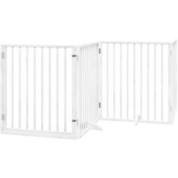 vidaXL Dog Gate with Door Foldable 4 Panels White 320 cm Poplar Wood