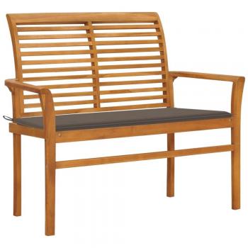 Teak Garden Bench with Taupe Cushion 112 cm Solid Wood