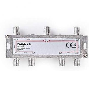 NEDIS Splitter satélite Distribuidor de Satélite F - Atenuación Máx. de 17,5 dB - 5-2400 MHz - 6 Salidas - Plata Plata