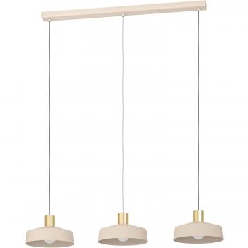 Lámpara Colgante Eglo Valdiola 3 Luces E27 en Color Arena y Bronce Cepillado