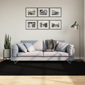 Alfombra suave y lavable de pelo corto negra 160x230 cm