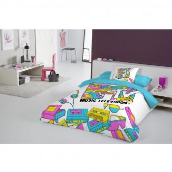 Euromoda Licencias Juego De Funda Nórdica Mtv Music Pink Azul/Multicolor 180 x 220 + 145 x 120 cm