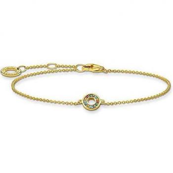 Thomas Sabo Gold Glass Ceramic Stone Bracelet for Women - Yellow, Multicoloured Circle Design, Size: ONE SIZE