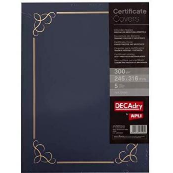 APLI 13596 - Carpeta certificado azul 300 g 5 u.