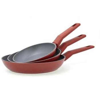 Set de 3 Sartenes de Aluminio Forjado 18-22-26cm Bidasoa Zocco Gris, Apto Vitrocerámica e Inducción, con Asas Baquelita Soft Touch y 2 Cap