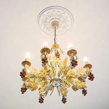 Rosetón decorativo de techo neoclásico blanco ø 46 cm Profhome