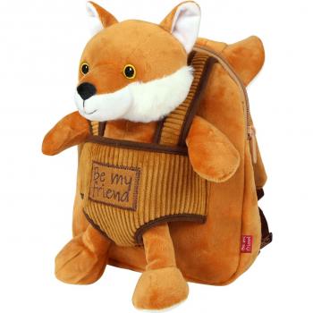 Mochila Reversible Zorro de Peluche 26cm para Niños - Perletti