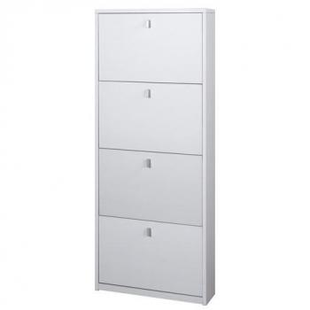 Zapatero Compacto 4 Puertas Color Blanco Ahumado 63x18x154 cm
