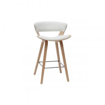Taburete de cocina de diseño blanco con madera clara 65 cm SYRAH