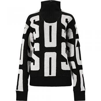 SOS Verbier Zip Sweater for Men, Size M, Black-White, 50% Wool/50% Polyacrylic, Casual Multi-Colored Design