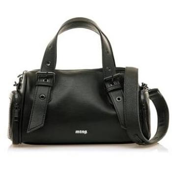 Bolso de mano casual Maddy negro efecto piel con cierre cremallera y detalle metalizado