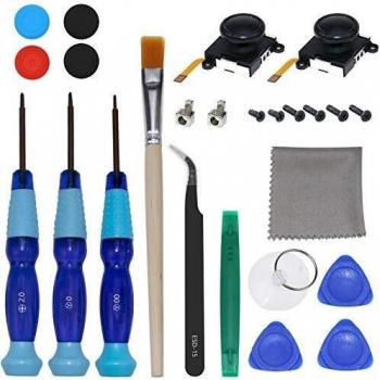 2 paquetes de 3D Joysticks Analógicos para Nintendo Switch y Otros Productos Nintendo, para Consolas Nintendo Herramientas de Reparación con Destornilladores Tornillo Pinzas Recambios 26PCS