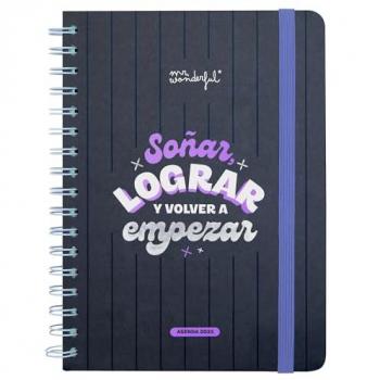 Agenda Wonder 2025 Semanal - Soñar, Lograr y Volver a Empezar - Pergamino - Incluye 8 Hojas de Pegatinas y Bloc de Notas Adhesivas