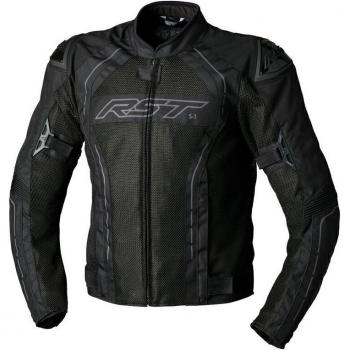 RST Chaqueta de Moto S1 Mesh Negra - Chaqueta textil de motocicleta, color negro, diseño con malla para ventilación, protección CE en hombros y codos, ajuste personalizado, múltiples bolsillos