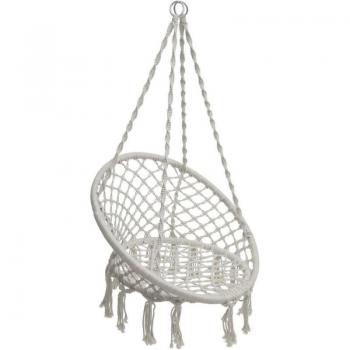 Sillón suspendido de macramé Plumaya - Blanco - L 80 x P 60 x H 120 cm